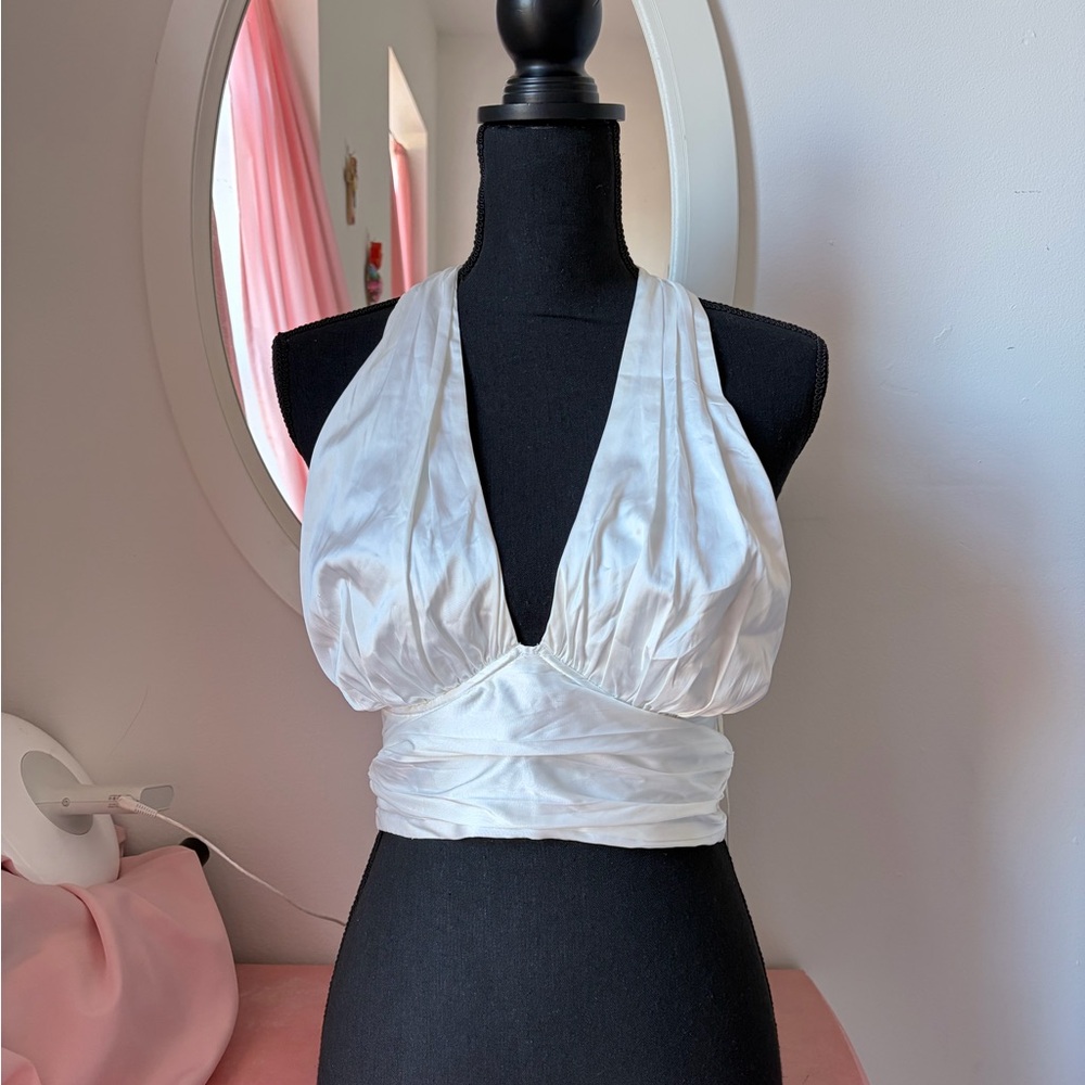 DO+BE Elegant White Halter Top